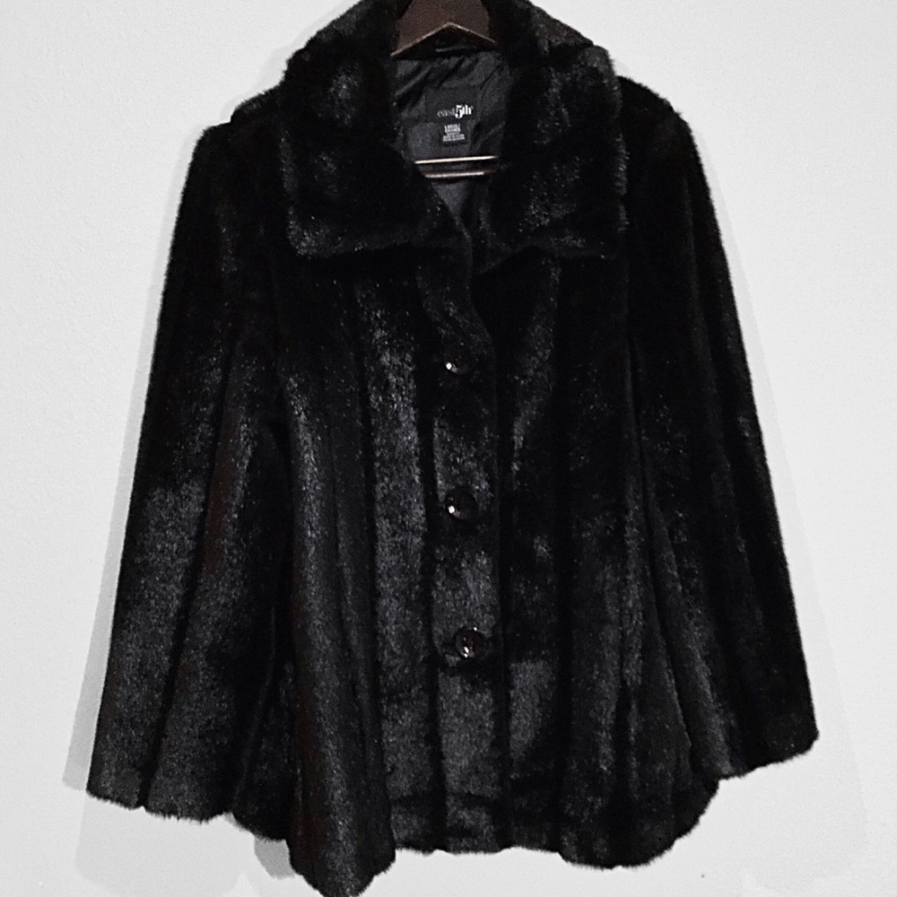 East 5th black faux fur coat